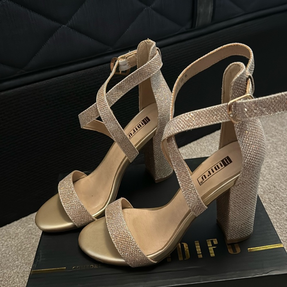 Gold Glitter Heels